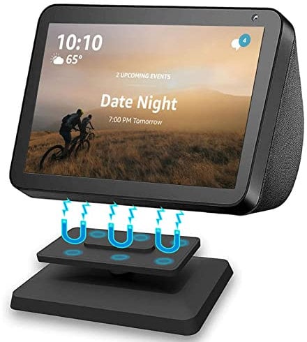 Miimall Ständer Kompatibel mit Echo Show 8 Ständer, Verstellbare Magnetbefestigung Rutschfestem 360-Grad-Schwenker mit Neigefunktion Halterung für Echo Show 8 1/2. Generation Schwarz