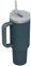 Gobelet à paille de 1200 ml avec bouchon à rabat avec poignée pour porte-gobelet de voiture, tasse à eau anti-fuite en acier inoxydable 304 – Bouteille d'eau de voyage... (Storm Blue)