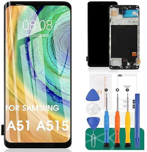 OLED für Samsung Galaxy A51 4G LCD Bildschirm Ersatz für Samsung A51 LCD Display A515 Touch Digitizer Reparatur Kit mit Rahmen (Support Figerprint,Smaller Display Area)