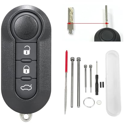 Vailikey Key Fob Case with Pin Removal Tool for Citroen, Peugeot, Fiat - 3 Button Case for 500, Panda, Punto, Bravo, Ducato, Relay, Jumper, Bipper, Boxer, Partner, Daily, Euro Cargo Van