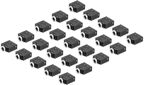 QUARKZMAN 5-polige Audio-Klinkenbuchse Steckverbinder x 25 Stück 3,5 mm PCB-Montage weibliche Kopfhörerbuchse Steckverbinder für Audio-Video-Geräte, [Schwarz]