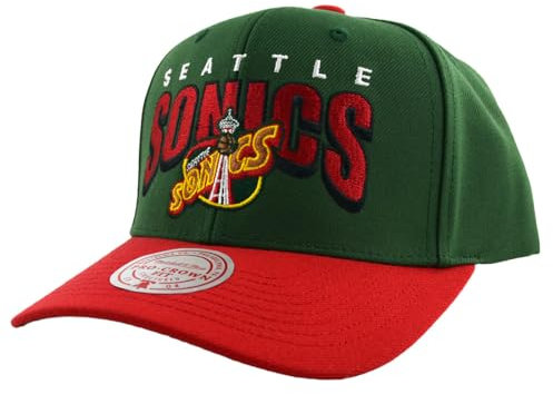 Mitchell & Mess NBA Boom Text Pro Snapback Cap Seattle Supersonics Green/red