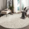 payé Teppich Rund - 200x200cm - Beige - Geometrische Schleife Muster - Boho Frasen Teppiche - Wohnteppich Schlafzimmer Deko