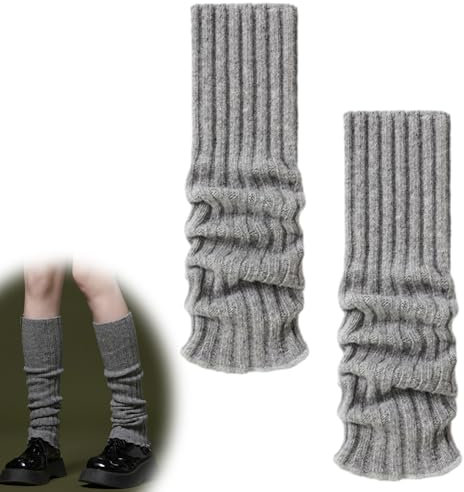 Damen Stulpen, Stulpen Mädchen Gestrickt Beinwärmer, Stulpen Ballett Damen, Winter Strick Bein, Warme Beinstulpen für Damen, Legwarmers Knöchelwärmer für Frauen Mädchen, Ballett, Fitness, Yoga, Grau