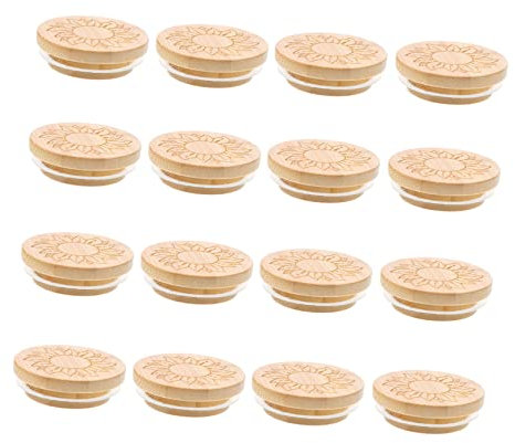 MAGICLULU 16pièces Couvercles Bois Pour Bocaux Motif Tournesol Pour Yaourt Miel Thé Et Épices