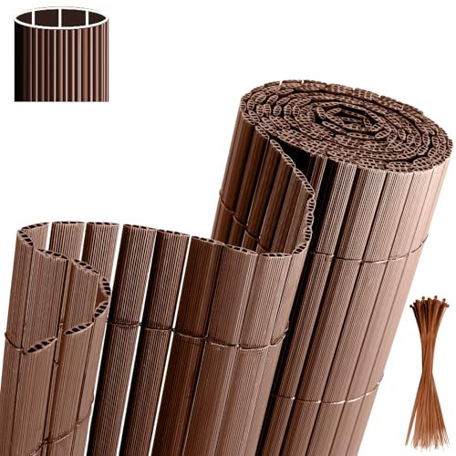 Joparri Canisse en PVC, Brise Vue en PVC, 180 x 1000 cm, Renforcement en 4 Poids, Bandes Canisse en PVC, Marron, Brise-Vue pour Jardin, Balcon, terrasse, clôture