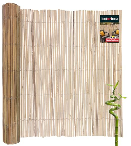 KOTARBAU® Écran à lamelles en Bambou 100 x 300 cm | Tapis de Bambou | Couverture de terrasse et de Balcon | Canisse Bambou | Canisse Brise Vue | Brise Vue Bois | Brise Vue Bambou