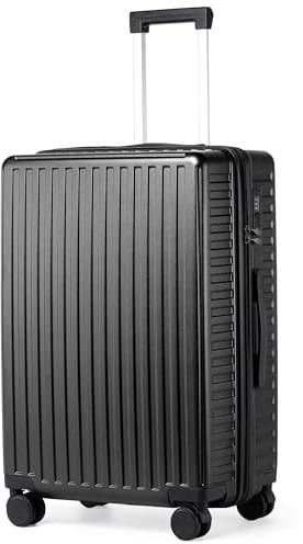 TANTOMI Hartschalen Koffer Trolley, Handgepäck Reisekoffer, 4 Rollen – 360° Drehbar, 3-stelligem TSA-Schloss (65L, Schwarz)