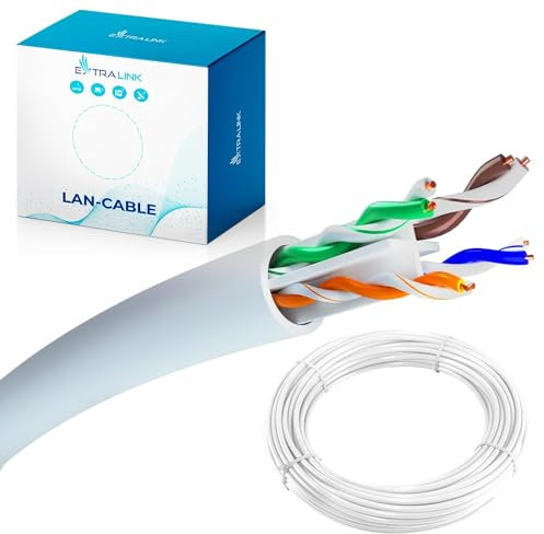 EXTRALINK Cavo Ethernet CAT 6 UTP U/UTP per interni, 50 metri, LSZH, interno Twisted Pair Internet LAN, AWG24 CCA UTP RJ45, in rame