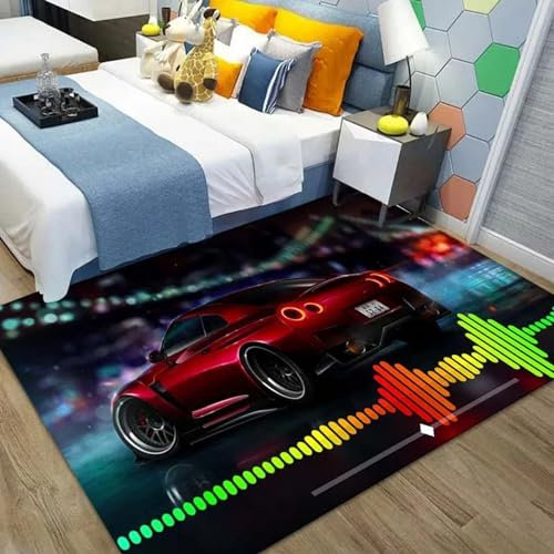 Area Map Wohnzimmerteppich Schlafzimmerteppich Kreatives Retro-Auto Teppich 3D-Gedruckter Flauschiger Flanellteppich 100 X 150 cm - Leicht Zu Reinigendes, Weiches Polyester -9I2U4C3R0X1