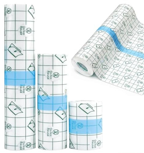 3 Rolls Tattoo Aftercare Waterproof Bandage,Transparent Waterproof Adhesive Bandage Tape,Second Skin Tattoo Cover Up Tape for Plastic Cover,Wound Dressing,Protective Shield(3 Sizes)