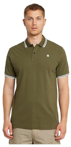 G-Star Men's Dunda Slim Stripe Polo , Green (shadow olive D17127-5864-B230), XXL