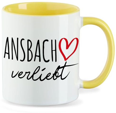 Huuraa Keramiktasse Ansbach verliebt Geschenk 330ml Gelb Ansbach Überraschung