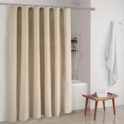 LANE LINEN Rideau de douche avec doublure – Tissu texturé gaufré laminé et robuste, design double couche pour rideau de salle de bain épais pour une intimité ultime et de luxe