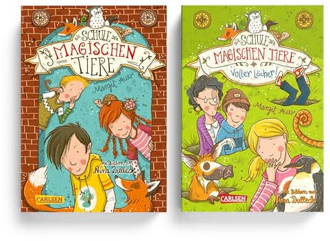Die Schule der magischen Tiere Band 1 & 2 Voller Löcher, 2er Bücher-Set von Margit Auer inkl. gratis Kinder-Lesezeichen, fantastische Geschichten für Kinder ab 8 Jahren passend zum Film