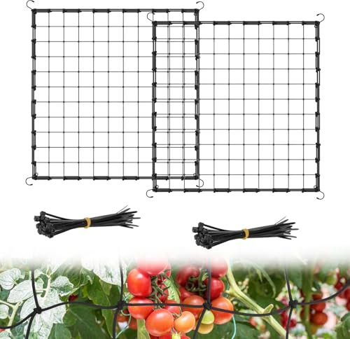 Qivine 2 Stück Gemüseschutznetz Scrog Netz 120x120, Pflanzenstütze Grow Netz Pflanzennetz Ranknetz für Kletterpflanzen, Elastische Spalier Wachsen Zelt für Pflanzen Gemüse Obst
