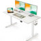 FEZIBO Height Adjustable Electric Standing Desk, 140 * 60 cm Stand up Table, Sit Stand Home Office Desk with Splice Board, White Frame/White Top
