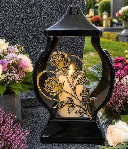 Grablaterne Grablampe Rose Herz Grablicht Kerze Grabschmuck Grabdekoration | Kerze, Grabschmuck, Friedhof, Garten, Grabdekoration