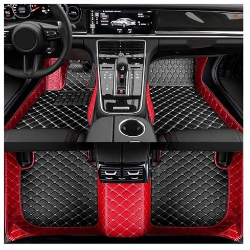 Tapis Sol Tapis De Sol De Voiture pour Citroen pour C4 pour Cactus 2014~2020 Tapis Voiture en Cuir Imperméable Entièrement Ensemble Voiture Automobile Voiture Antidérapant Voiture Tapis(Noir Rouge)