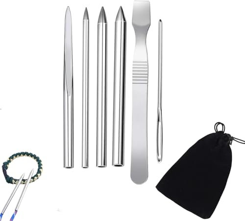 6 Stück Paracord Nadel Edelstahl Nähnadel mit Samtbeutel Paracord Glättungswerkzeug für DIY Armbänder Weben von Schnürsenkeln Schnüren