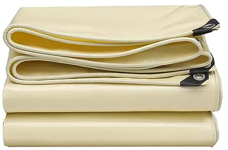 Bâche en PVC beige robuste de 4 x 6 m d'épaisseur et imperméable pour serre, balcon, jardin, bâche de sol durable