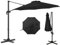 COSTWAY 3M Garden Cantilever Parasol, Outdoor Offset Banana Hanging Umbrella with 5 Adjustable Tilt, 360° Rotation and Cross-shaped Base, 8-Rib Sun Shade Canopy for Poolside, Deck & Patio (Black)
