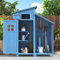 LANTRO JS Gerätehaus, Geräteschuppen mit Großem Stauraum, Gartenschuppen für Outdoor Terrasse,(124x46 cm,124x46x174cm), Geräteschrank(mit Boden), Blau