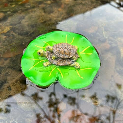 Miniteich Deko Schildkröte Figur,Schildkröte Gartenfiguren Für Draußen Wetterfest,Teich Deko Schildkröten Figuren,Harz Schwimmschildkröte Teichfigur,Schwimmende Teichdeko Für Draußen Springbrunnen