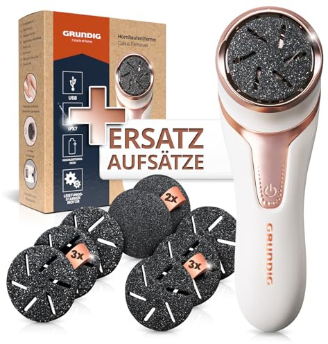 GRUNDIG Hornhautentferner elektrisch Hornhaut entfernen - schnell schöne Füße - Fußpflege Set mit Hochleistungsakku I IPX7 Fuß Pedi Pediküre