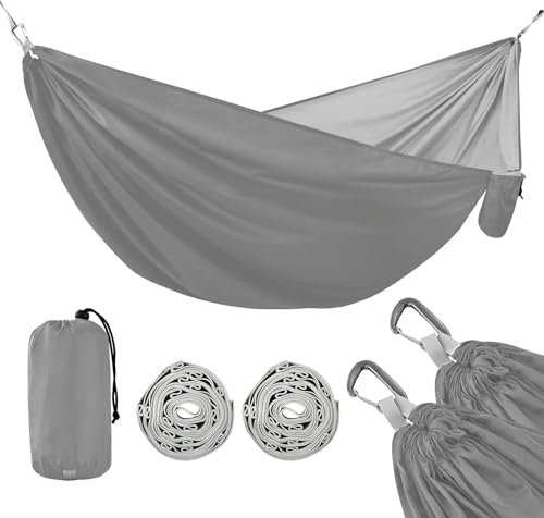 Gray Camping Hammock Portable Hammocks with Tree Straps, Portable Outdoor Hammocks 114 x 54