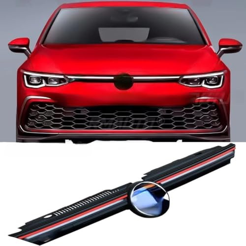 Auto Kühlergrill LED Grill mit LED Emblem Frontstoßstange Grill Chin Body Kit für Golf 8 2021-2024 Außenzubehör (Schwarz)