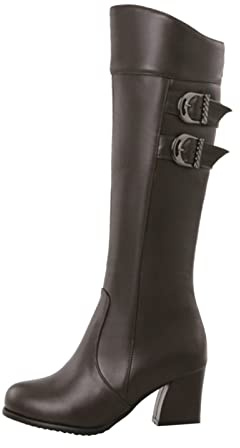 YIzdegg Stivali sopra il ginocchio, da donna, al ginocchio, da donna, con tacco a blocco, con punta tonda, in pelle, con chiusura lampo, con gambo lungo, eleganti, comodi, invernali, in pelle, marrone