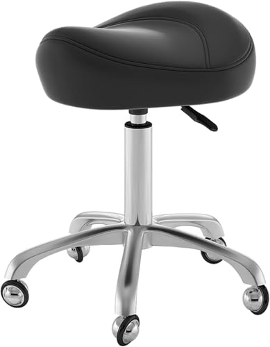OGYJMSFN Barhocker Saddle Chair Dental Office Stool 360 Swivel Rolling Medical Ergonomic Relieve Pain 220lbs Weight Capacity Spa Seat for Tattoo/Bar(Black)