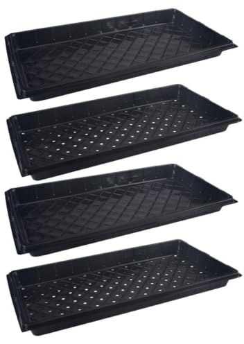 HOODANCOS Rechteckige Pflanzuntersetzer aus Kunststoff im 4 Stück Schwarz | Innen und Außen, Verhindert Wasserüberlauf und Flecken, Robust, Formstabil, Passend für Blumentöpfe