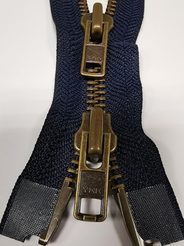 YKK Reißverschluss 2-Wege teilbar Metall robust 8mm Kette brüniert 45-90cm 071,078,570,916,058 (058 marineblau, 80cm)