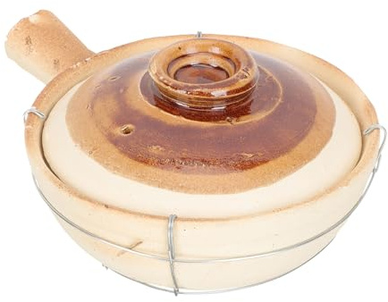Toyvian Cazuela de Barro con Mango Grueso para Cocina Doméstica Olla de Gres Blanca con Ventilación y Base de Concentración de Calor para Estofados y Guisos