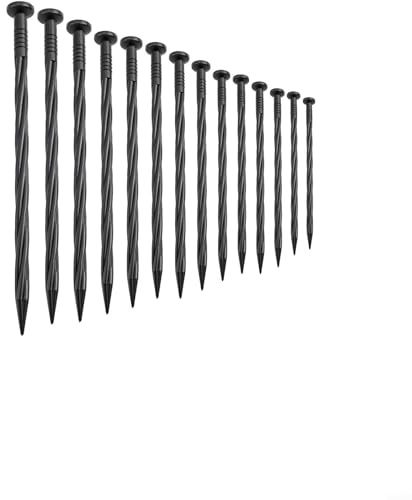 Kunststoff-Nägel, 30 Stück, spiralförmige Nylon-Landschaftspieße für Gartenbegrenzung, 20 cm Spikes für Erde, Terrasse, Zelt, Markisen und Barrieren