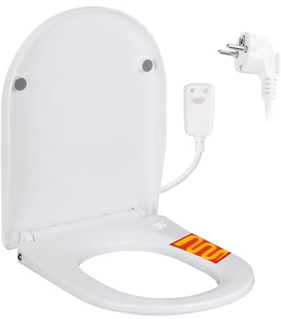 Smart Toilettensitz, Beheizter WC Sitz mit Nachtlicht | 3 Temperatureinstellungen, Intelligenter Toilettendeckel mit Absenkautomatik, Temperaturanzeige, U-Type
