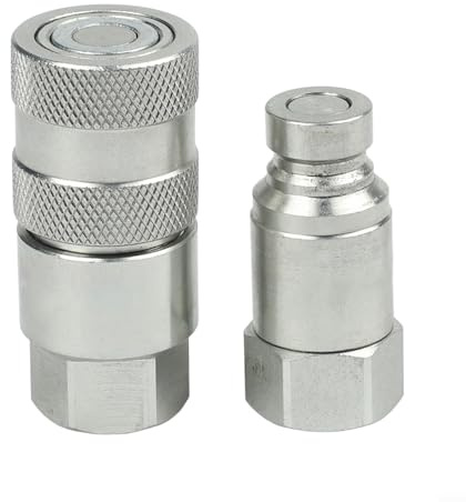 Conector rápido hidráulico plano FF con válvula para NPT1/4 3/8 1/2 3/4 1, hecho de materiales de carbono y acero inoxidable (G1/4))