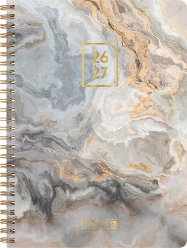 Schülerkalender Style 2026/2027 Pastel Marble | A5, Kunststoff: 2 Seiten = 1 Woche ; Kalendarium: August 2026 bis Juli 2027
