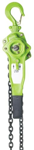 LABT grüner Kettenzug mit 1,5t (1500 kg) Nennlast und 1,5m Kette - Flaschenzug mit Handratsche - Stabiler Ratschenzug - Hebezug - Handratschenzug mit Kette - Hand-Kettenwinde