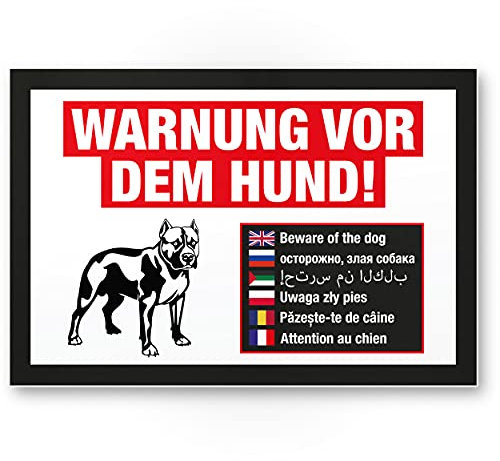 Komma Security Warnung vor dem Hund Schild mehrsprachig Hinweisschild wetterfest Hundeschild Gartentor Einfahrtstor die Haustür Türschild Abschreckung Warnschild Einbruchschutz