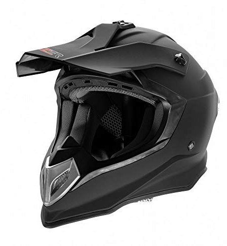 CRUIZER - Casco cross omologato di colore nero con visiera parasole e prese d'aria posteriori ed anteriori, interno rimovibile e lavabile(L)
