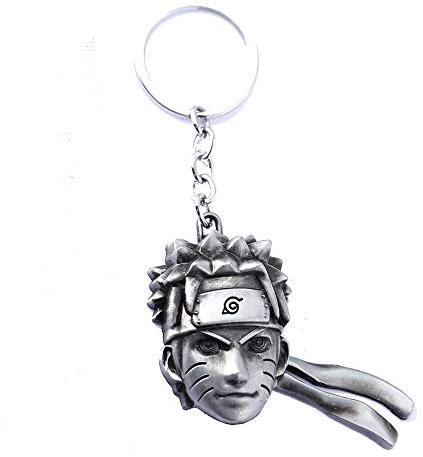 Naruto Porte-clés en Métal Figurine 3D Visage Tête Ninja Konoha