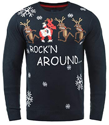 Blend Rudolph Herren Strickpullover Weihnachtspullover Mit Rundhalsausschnitt, Größe:XXL, Farbe:Dark Navy/Dance (74678)