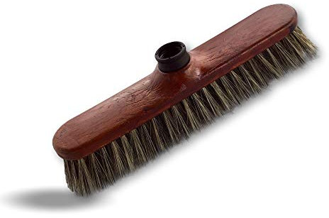 Balai de ménage d'appartement Droit | Monture Composite Apparence Bois Verni | Garnissage Soie Grise 40 mm | Longueur 30 cm | Douille vissante | sans Manche | Kibros 211010