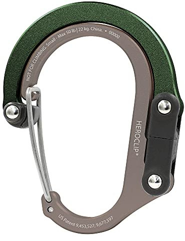 GEAR AID HEROCLIP Karabiner Klein - Doppelkarabiner drehbar - Haken für Kinderwagen, Handtasche & Rucksack - Leicht und robust - Schlüsselanhänger mit Multifunktion für Camping, Angeln