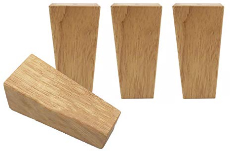LLPEIJIE026 4 Stück Holz Möbelfüße,Möbelbeine,gerade eckig Eichefüße,Tischbeine,TV-Schrank Füße,Ersatz Schrankfüße,Tischfuß,für Sofa,Bett,Couch,Ottomane,mit Montageplatten & Schrauben(5cm)