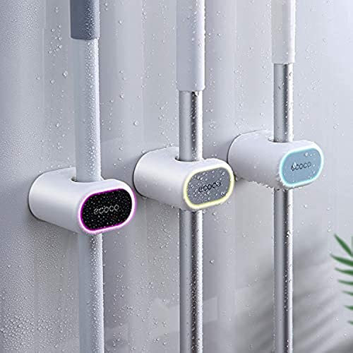 YoungNee Mop Broom Holder Wall Mounted Household Adhesive Storage Hanger Hook Racks Kitchen Bathroom Organizer (3pcs) (MOP Hooks-2)