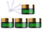 ZEOABSY 4 Pièce Petits Pots en Verre 20ml Vert Bocaux en Verre Cosmétique avec Bouchon à vis Or Vides avec Bouchon Intérieur et 4X Spatule pour Crèmes Fait Maison,Poudres,Baume À Levrès